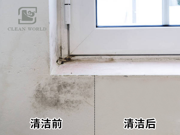 使用纳米海绵清洁霉斑效果对比